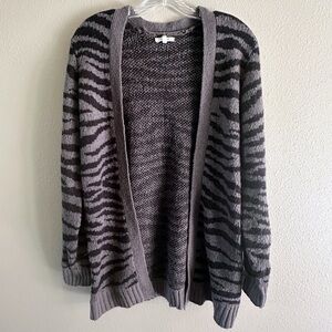 Maurices Zebra Print Open Front Cardigan